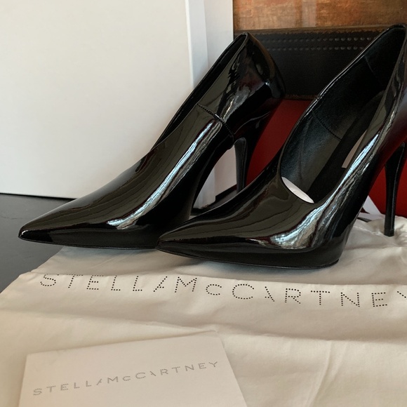 STELLA McCARTNEY Gloss Black Stiletto 5" Spike High Heels Glam NEW IN BOX! - Picture 14 of 16
